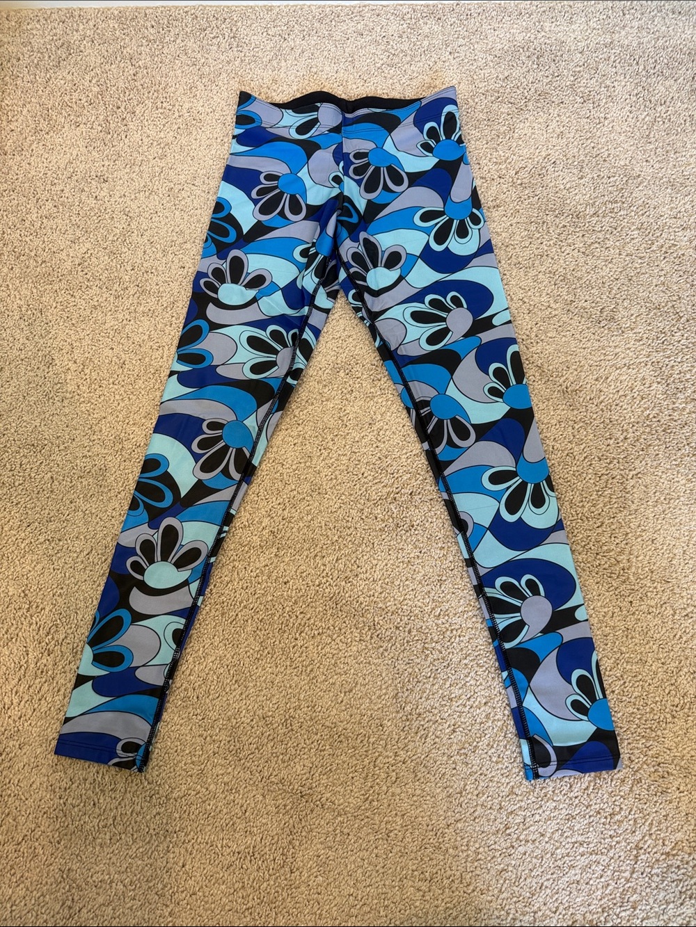 Women's Blue Floral Print Active Leggings small